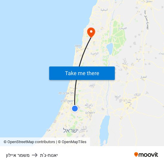 משמר איילון to יאנוח-ג'ת map