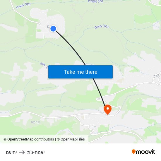 יחיעם to יאנוח-ג'ת map