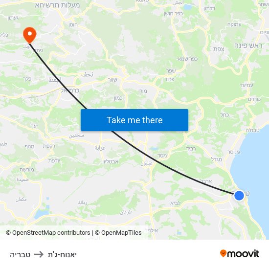 טבריה to יאנוח-ג'ת map