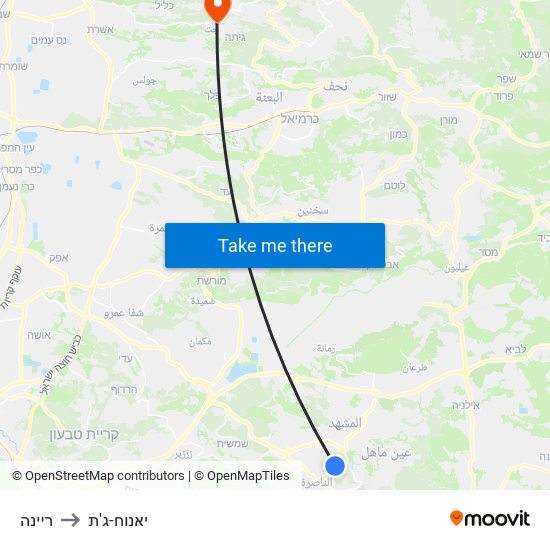 ריינה to יאנוח-ג'ת map