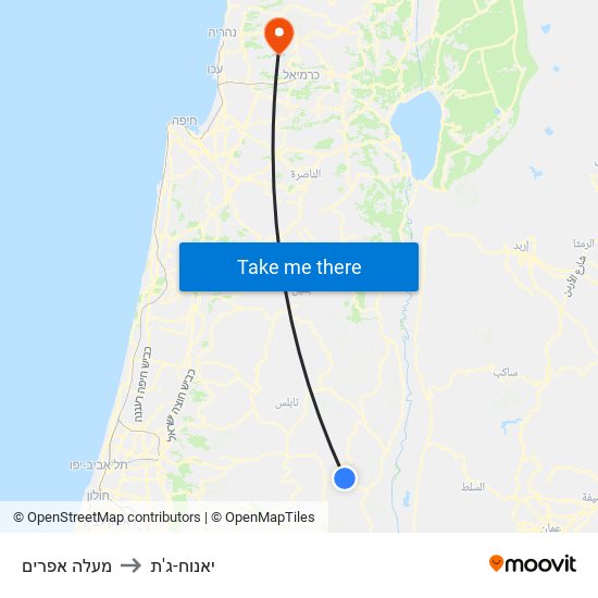 מעלה אפרים to יאנוח-ג'ת map