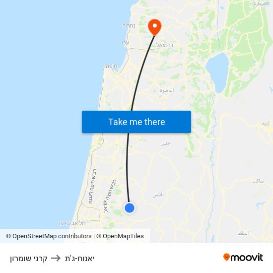 קרני שומרון to יאנוח-ג'ת map