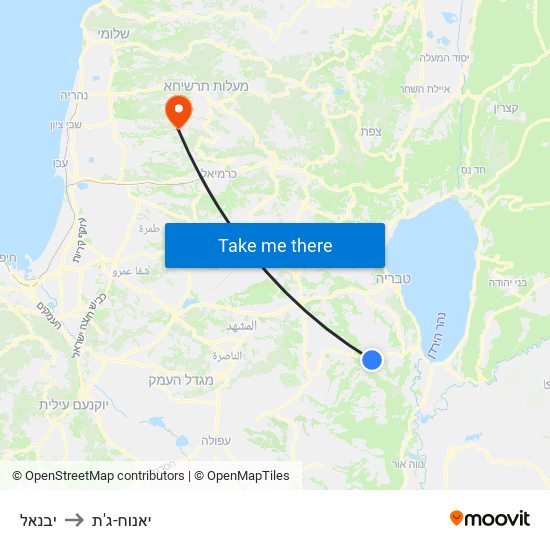 יבנאל to יאנוח-ג'ת map
