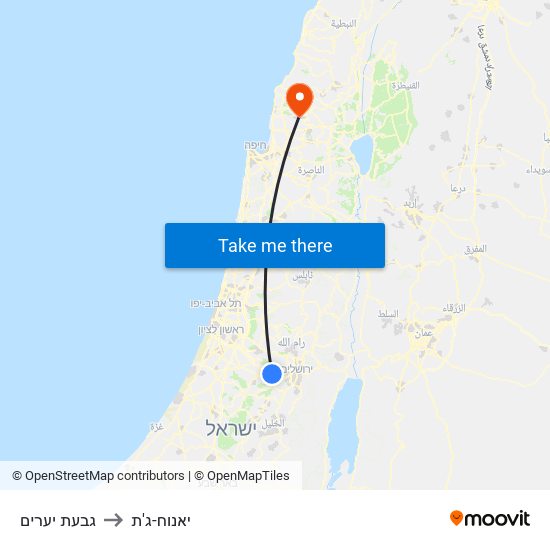 גבעת יערים to יאנוח-ג'ת map