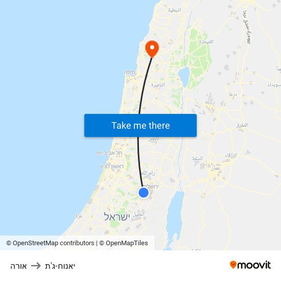 אורה to יאנוח-ג'ת map