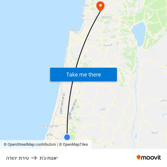 טירת יהודה to יאנוח-ג'ת map