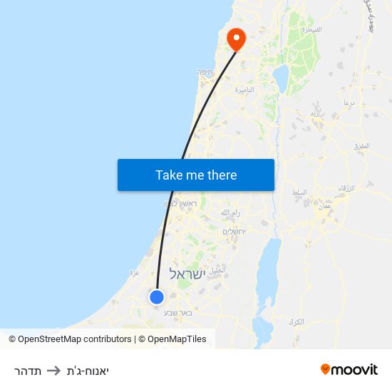 תדהר to יאנוח-ג'ת map