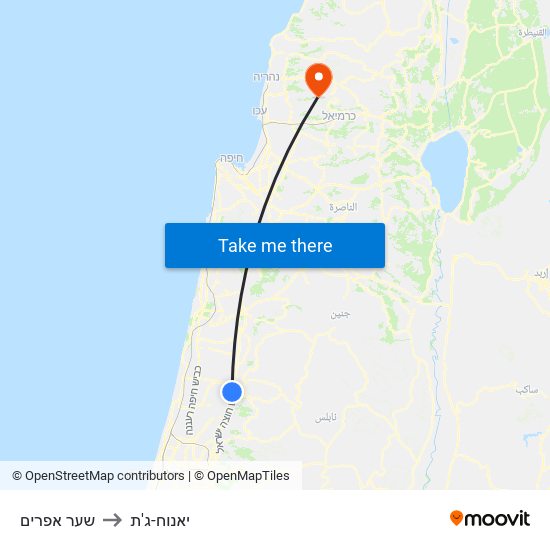 שער אפרים to יאנוח-ג'ת map