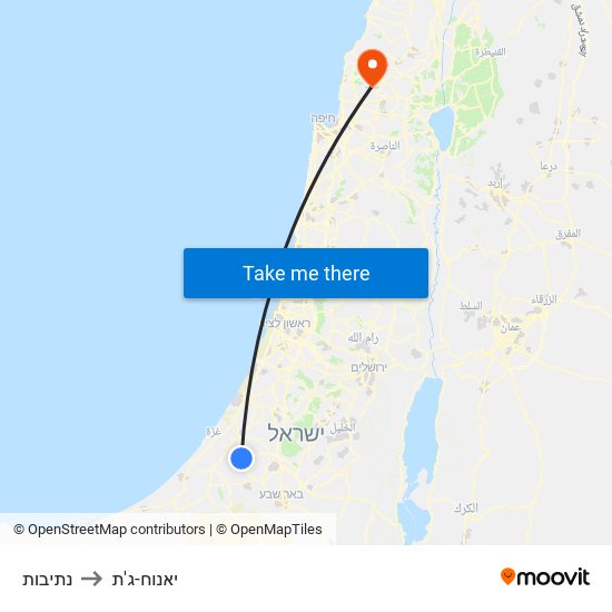 נתיבות to יאנוח-ג'ת map