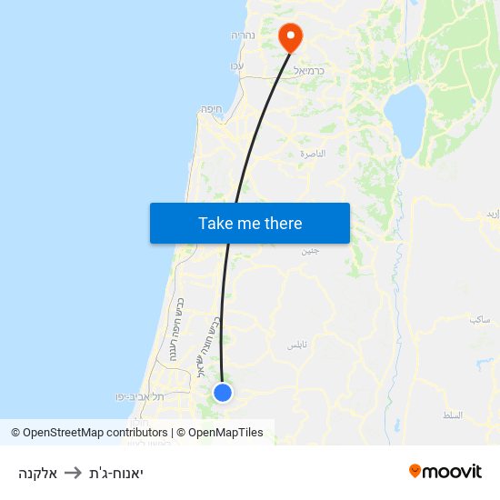 אלקנה to יאנוח-ג'ת map