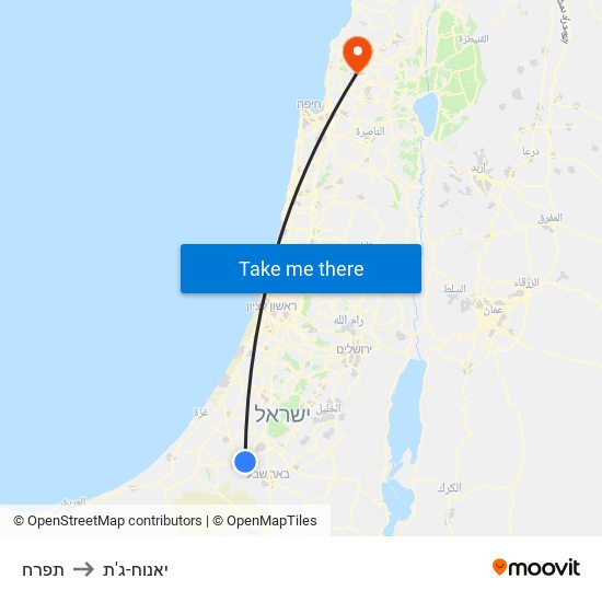 תפרח to יאנוח-ג'ת map