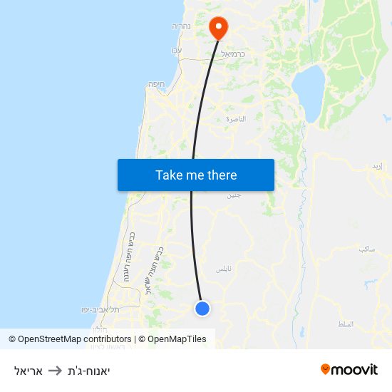 אריאל to יאנוח-ג'ת map