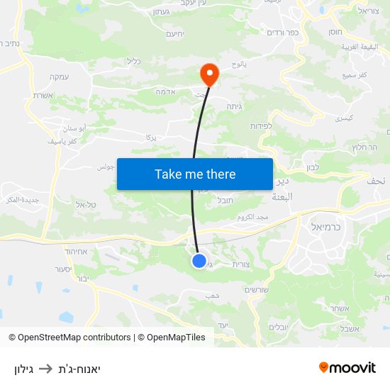 גילון to יאנוח-ג'ת map