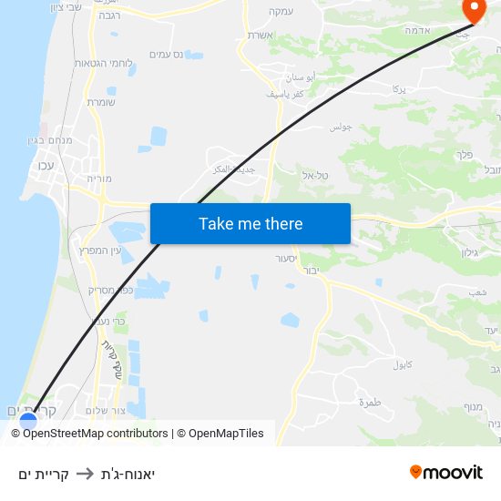 קריית ים to יאנוח-ג'ת map