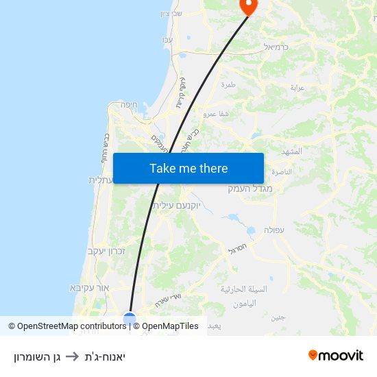 גן השומרון to יאנוח-ג'ת map