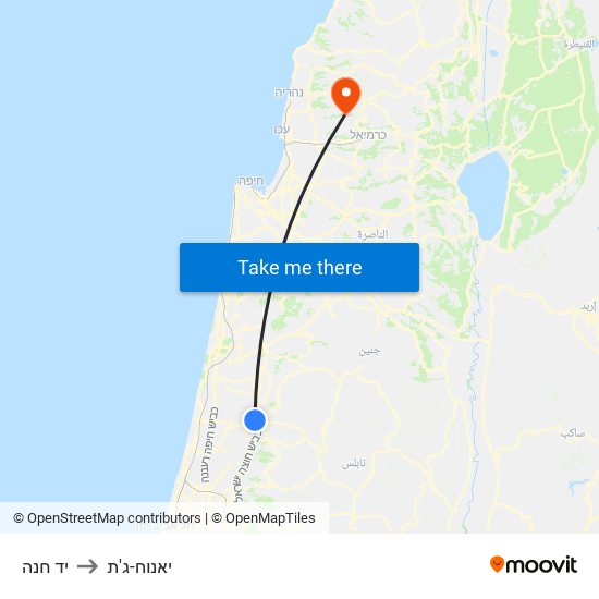 יד חנה to יאנוח-ג'ת map