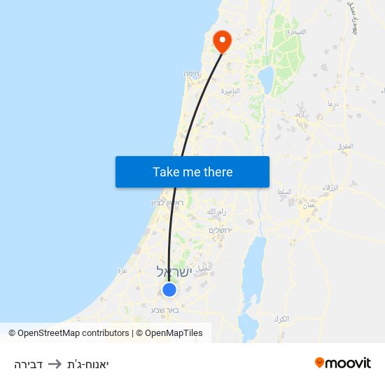 דבירה to יאנוח-ג'ת map