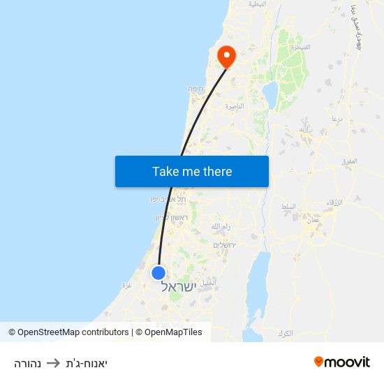 נהורה to יאנוח-ג'ת map