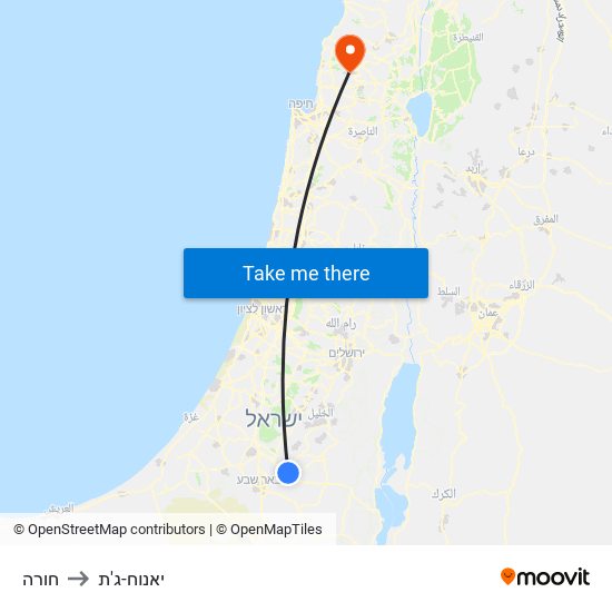 חורה to יאנוח-ג'ת map