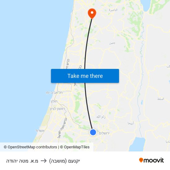 מ.א. מטה יהודה to יקנעם (מושבה) map