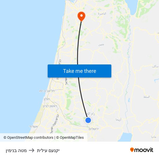 מטה בנימין to יקנעם עילית map