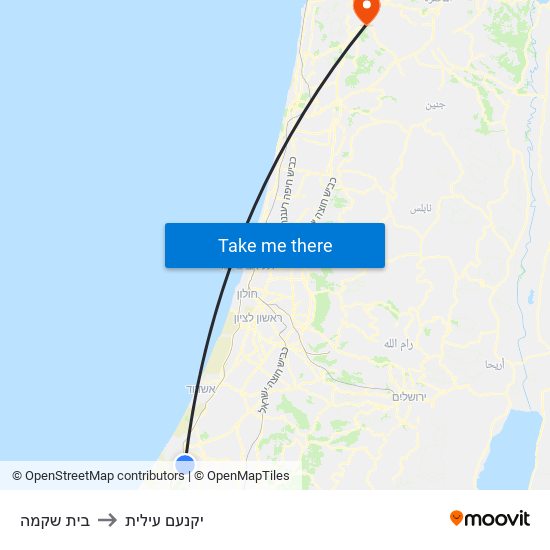 בית שקמה to יקנעם עילית map