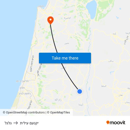 גלגל to יקנעם עילית map