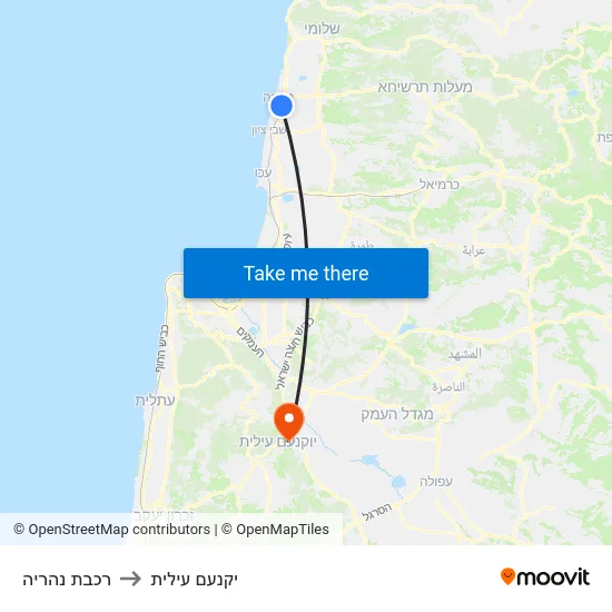 רכבת נהריה to יקנעם עילית map