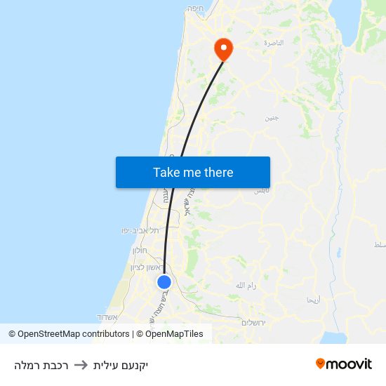 רכבת רמלה to יקנעם עילית map