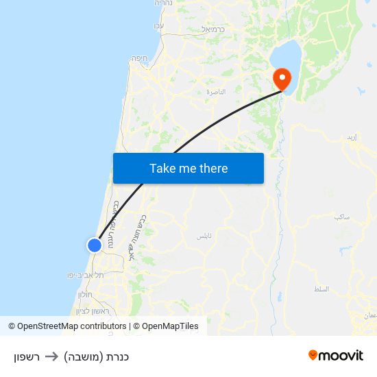 רשפון to כנרת (מושבה) map