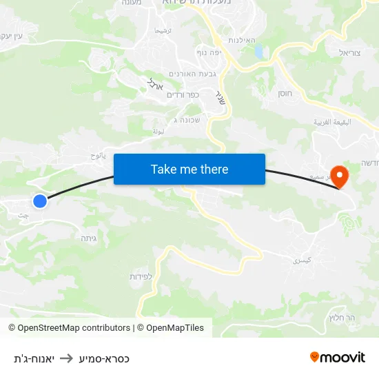 יאנוח-ג'ת to כסרא-סמיע map