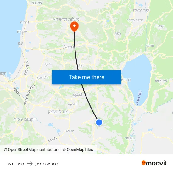 כפר מצר to כסרא-סמיע map