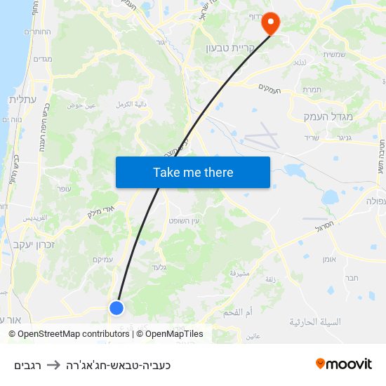 רגבים to כעביה-טבאש-חג'אג'רה map