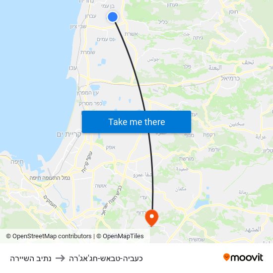 נתיב השיירה to כעביה-טבאש-חג'אג'רה map