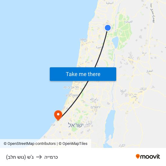 ג'ש (גוש חלב) to כרמייה map