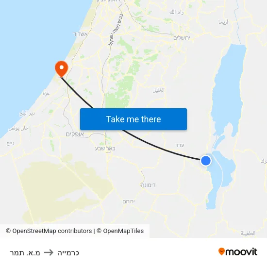 מ.א. תמר to כרמייה map