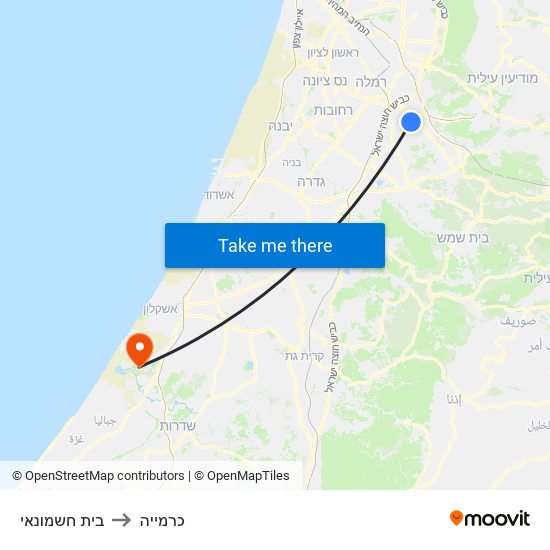 בית חשמונאי to כרמייה map