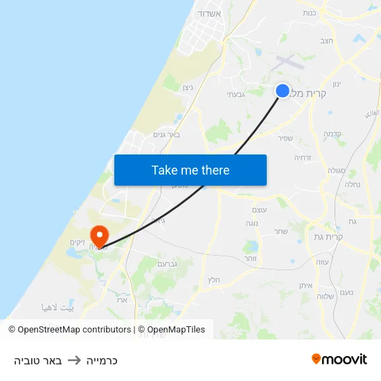 באר טוביה to כרמייה map