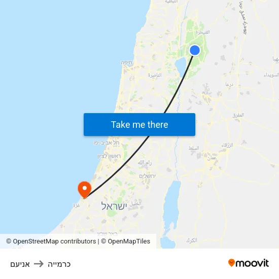 אניעם to כרמייה map