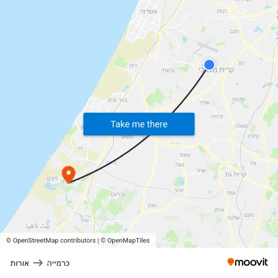 אורות to כרמייה map