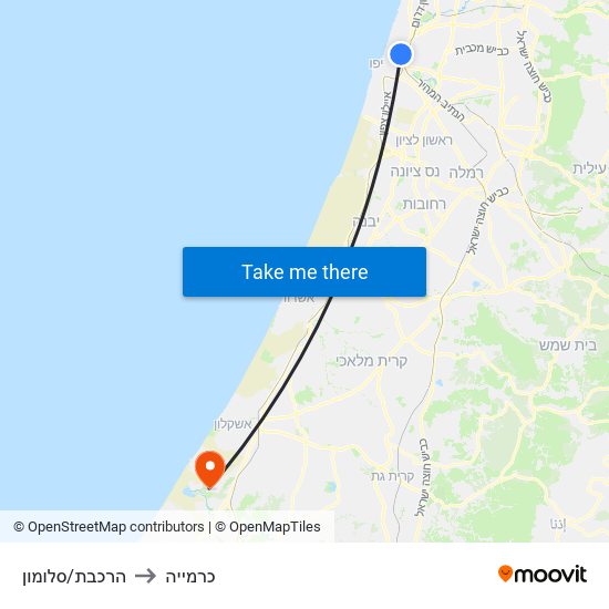 הרכבת/סלומון to כרמייה map