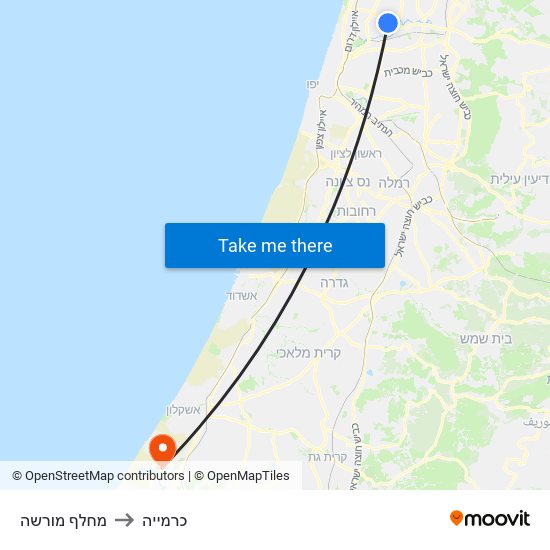 מחלף מורשה to כרמייה map