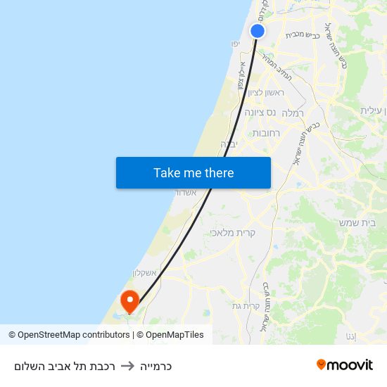 רכבת תל אביב השלום to כרמייה map