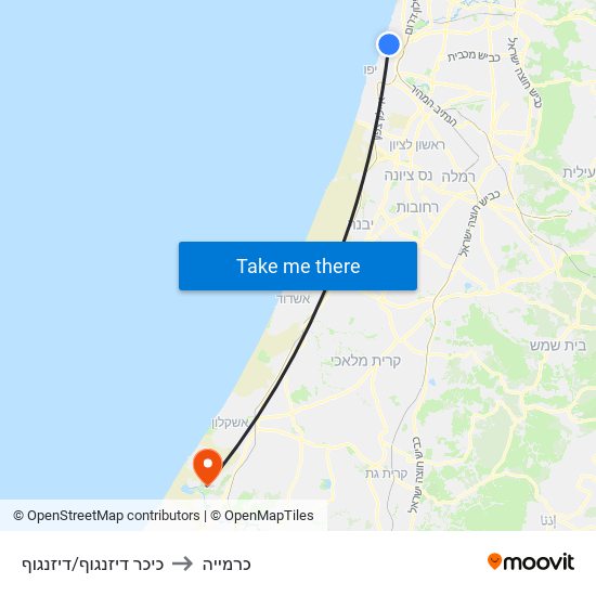 כיכר דיזנגוף/דיזנגוף to כרמייה map