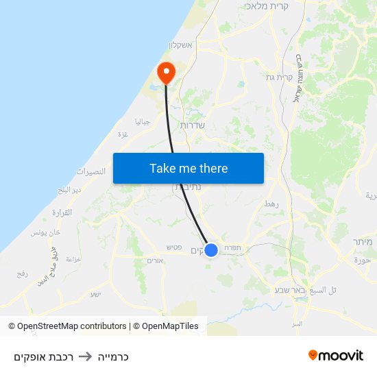 רכבת אופקים to כרמייה map