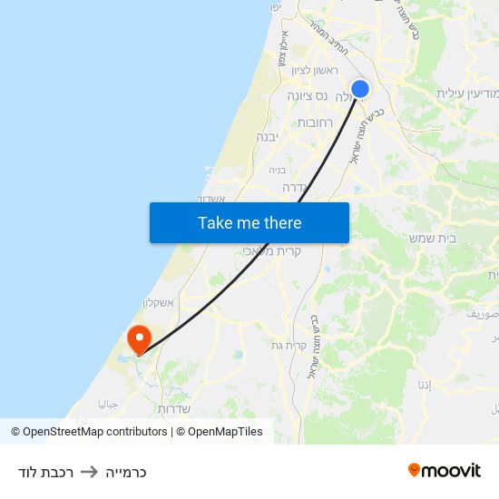 רכבת לוד to כרמייה map