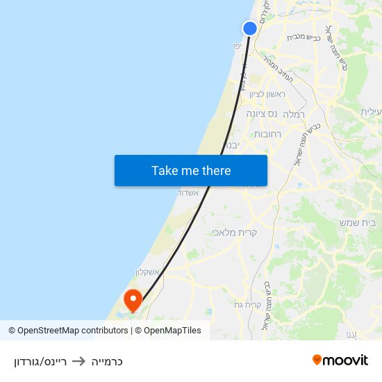 ריינס/גורדון to כרמייה map