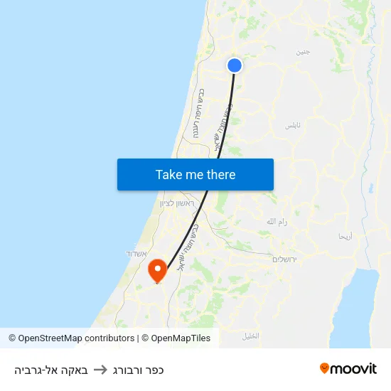 באקה אל-גרביה to כפר ורבורג map