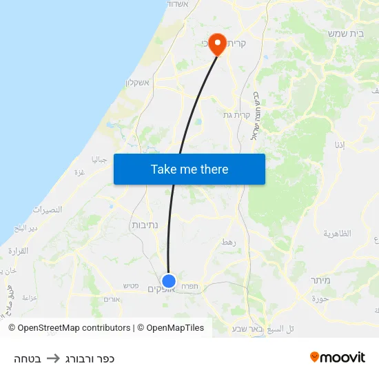 בטחה to כפר ורבורג map
