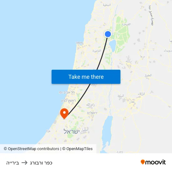 בירייה to כפר ורבורג map